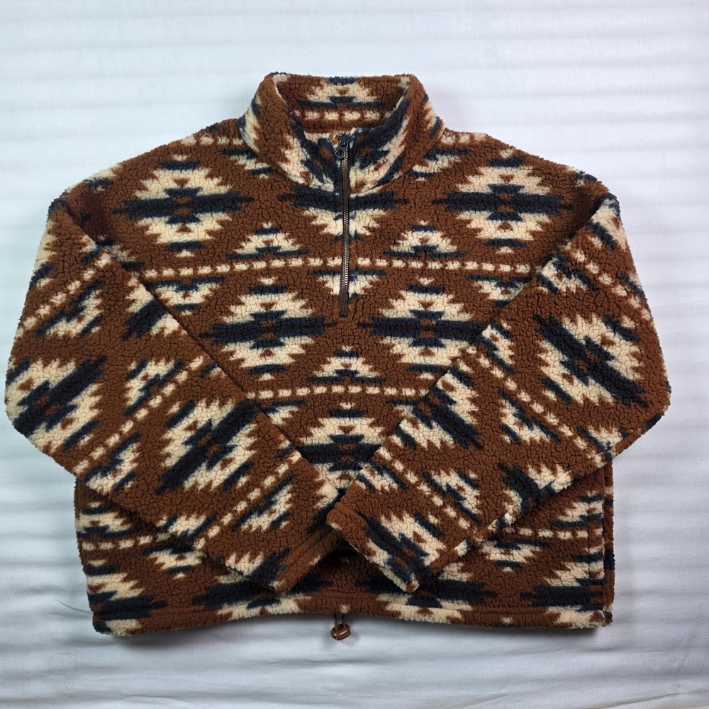 American Eagle Aztec 3/4 Zip Sherpa Fleece Pullover Size M, Winter